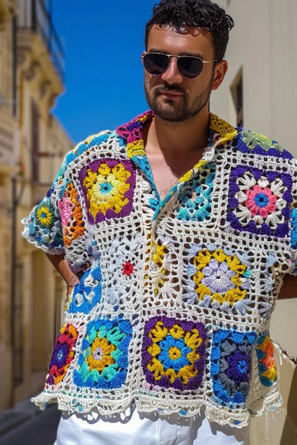 Elevate Your Style with the Handmade Colorful Patchwork Cardigan Shirt - Smyrna Collective