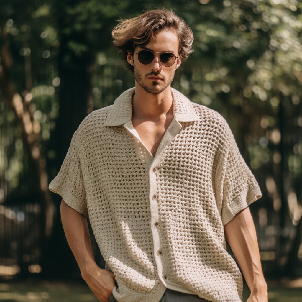 Crochet Beige Shirt - Smyrna Collective