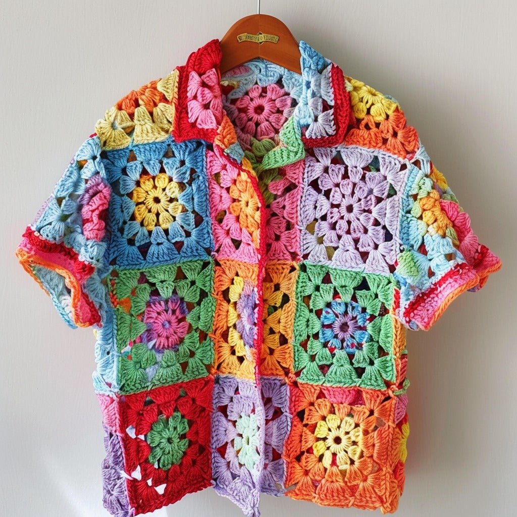 Colorful Granny Square Shirt - Smyrna Collective