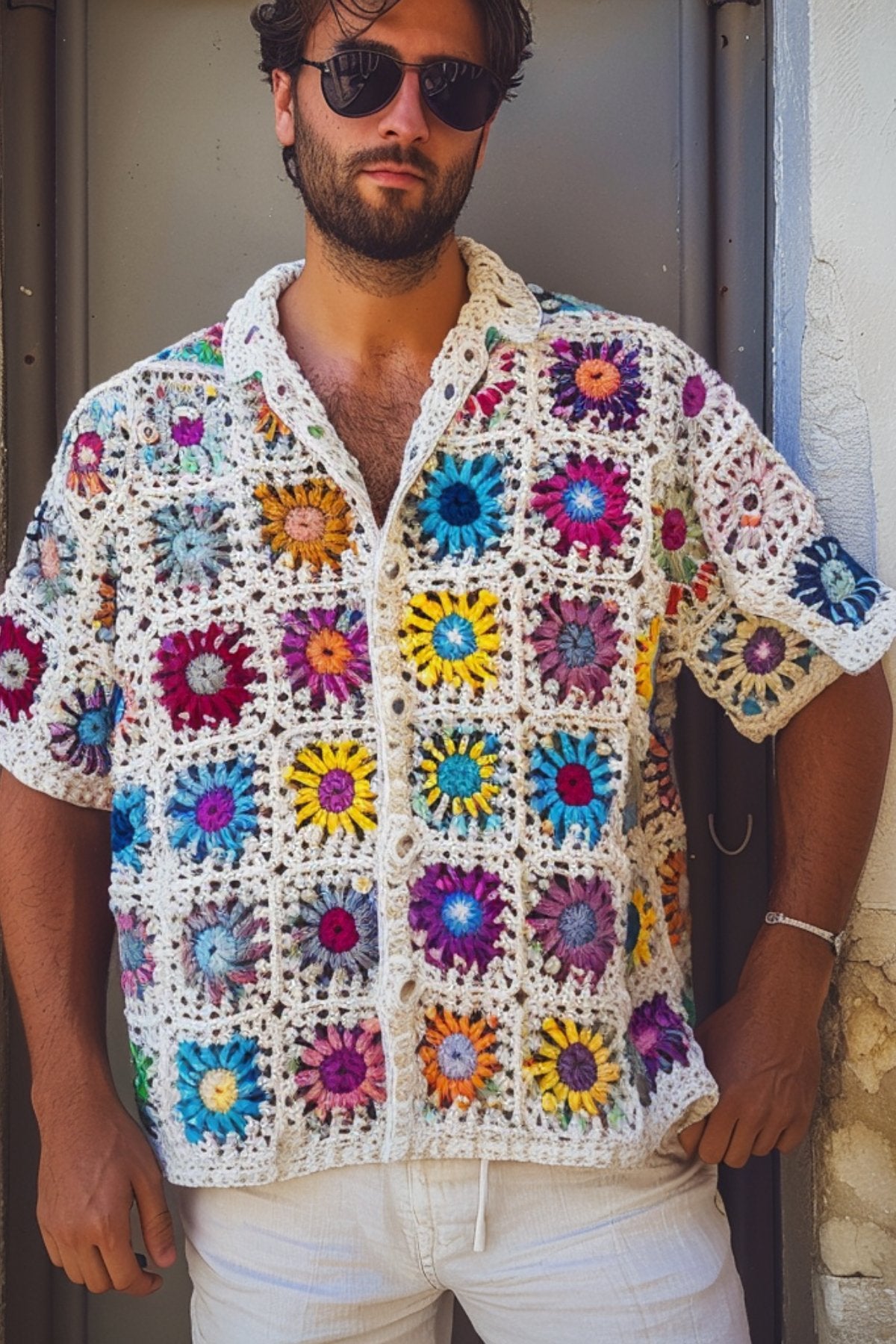 Crochet granny square blouse on sale