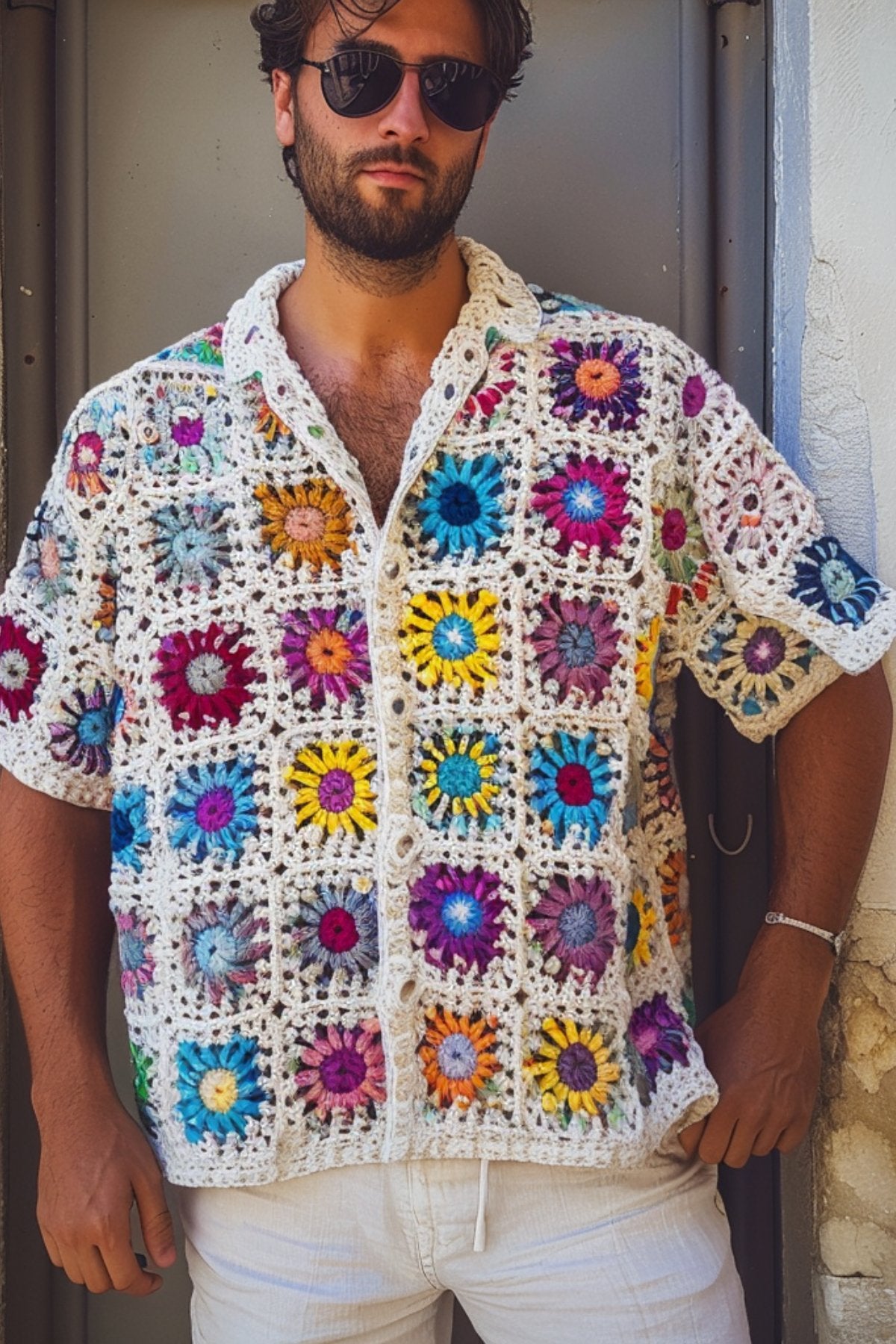 Crochet Granny Square Shirt - Smyrna Collective