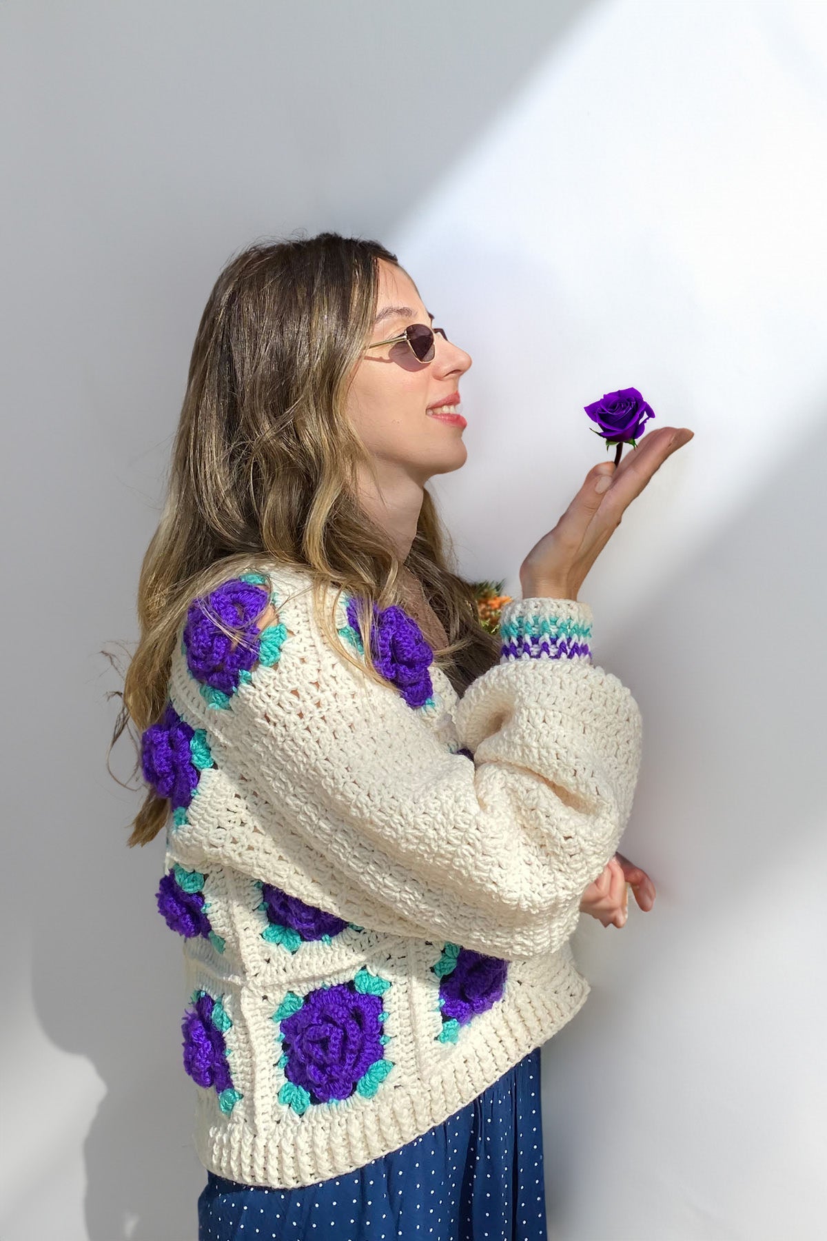 3D Crochet Rose Cardigan